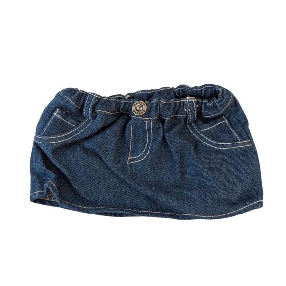 Build-A-Bear Clothes Red Popcorn Stretch Shirt Ruffle Top Denim Skirt Outfit Y2K - Picture 7 of 8